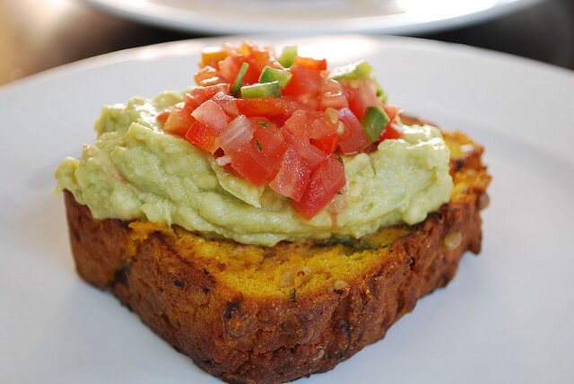 Bread with avocado on top