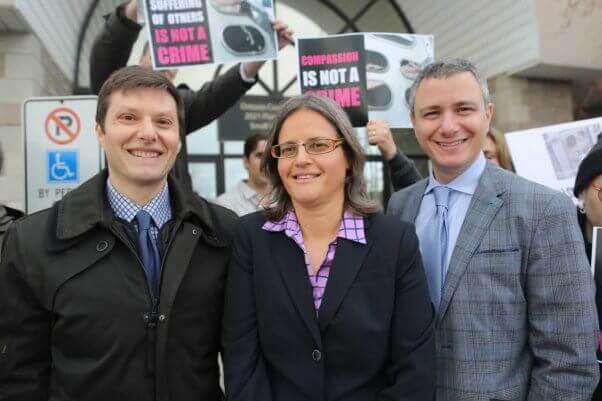 Photo by Elli Garlin. Anita Krajnc with Gary Grill & James Silver