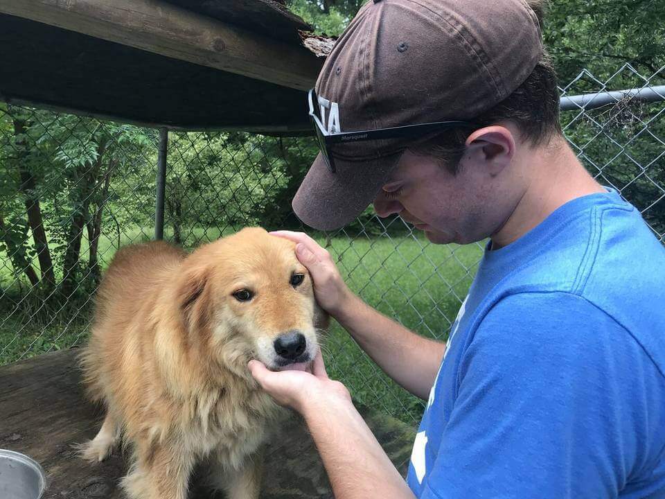 PETA field worker and Mingo the dog