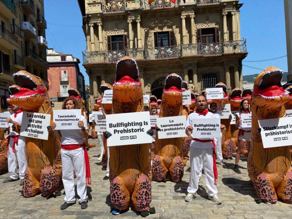 PETA UK Activists Dino Run in Pamplona