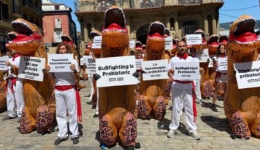 ‘Encierro de Dinosaurios’: PETA Organiza Protesta Contra Crueles Corridas de Toros