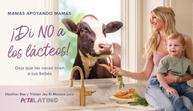 El mensaje de una madre para dejar los lácteos: Heather Rae El Moussa y su hijo promueven la compasión en la adorable nueva campaña de PETA Latino