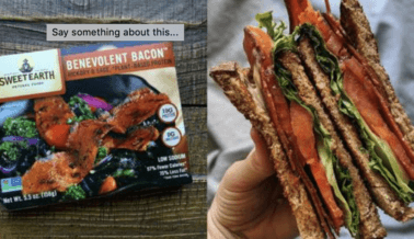 ¡Marcas de Tocino Vegano que Chisporrotea, Puedes Espolvorear en tu Comida y Puedes Freír!