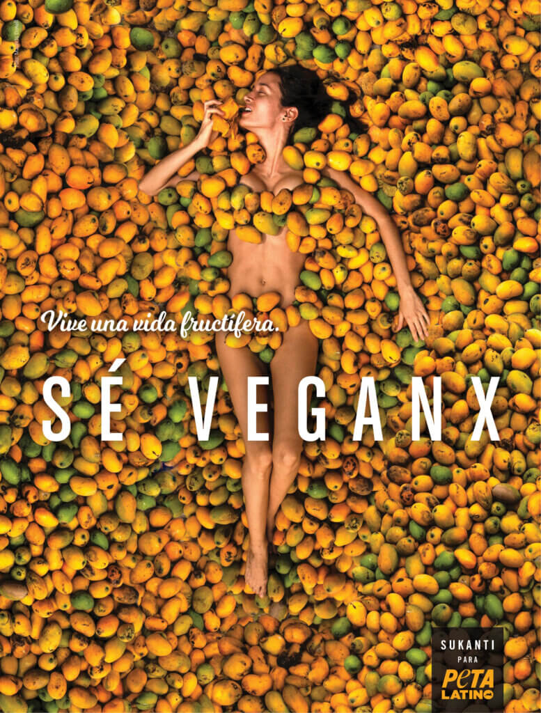 Sukanti in an ad for PETA Latino