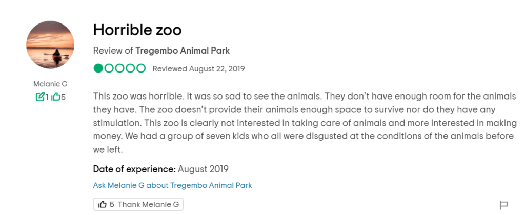 tregembo animal park bad review