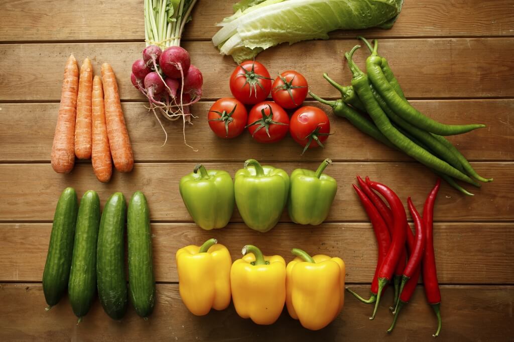 Veggies on wood