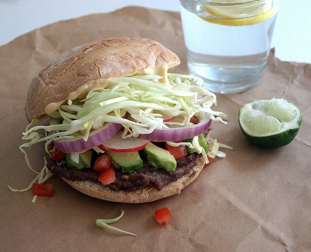 avocado and black bean torta