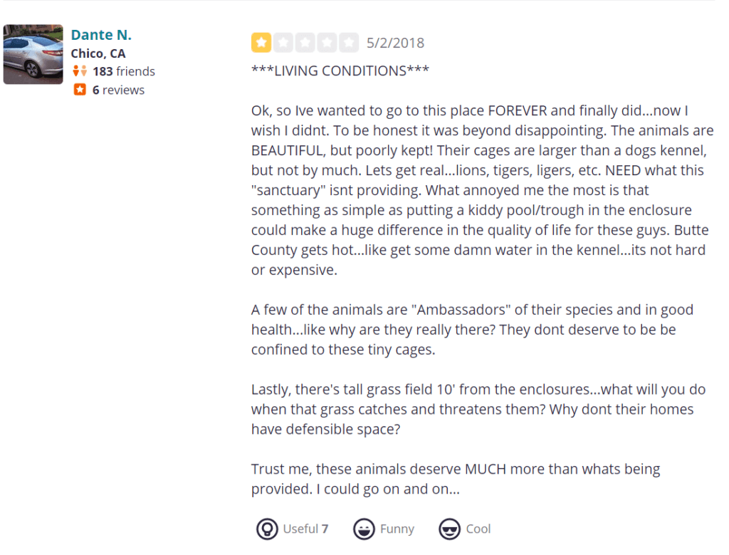 one star review of barry kirshner wildlife sanctuary