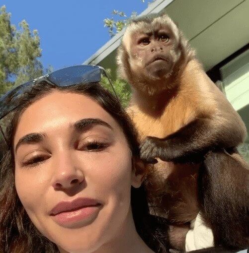 Chantel Jeffries and a monkey
