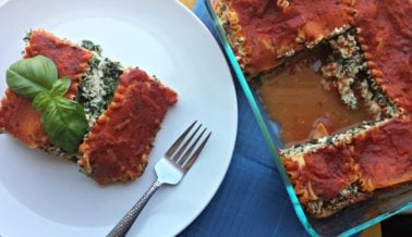 Lasaña de tofu y espinacas