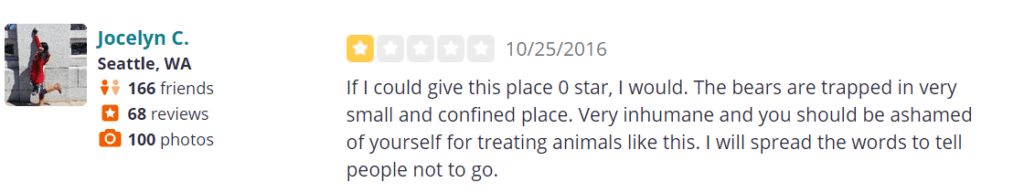 Cherokee Bear Park one star review