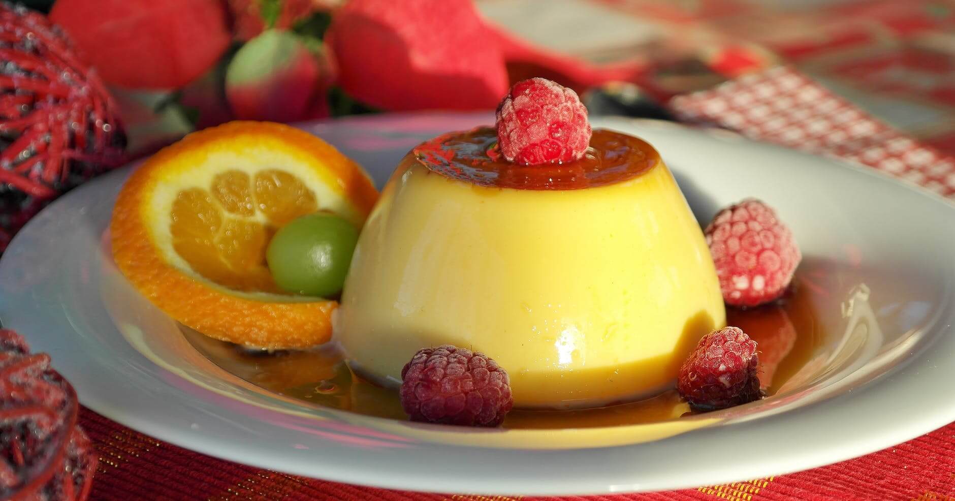 Flan vegano con frutas