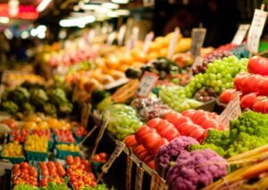 Produce in a grocery store