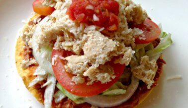 Tostadas de pollo vegano